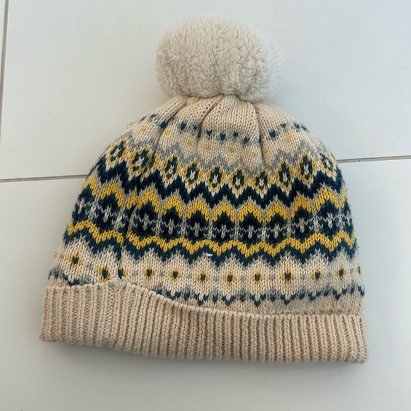 Gap Fair Isle Dot Pom Pom Cozy Knit Beanie Hat fleece lined 6/12m - Picture 1 of 2